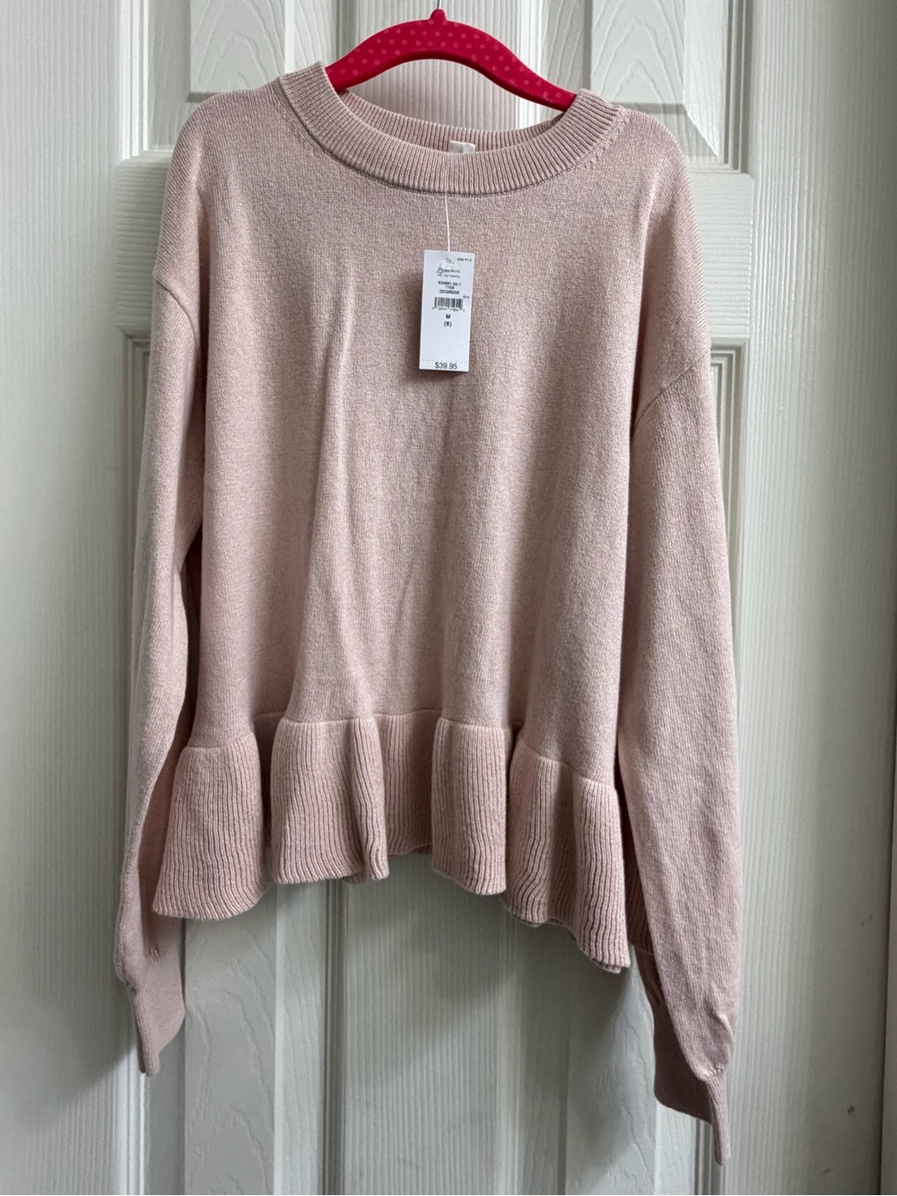 Soft Pink Ruffle-Hem Girl's Sweater